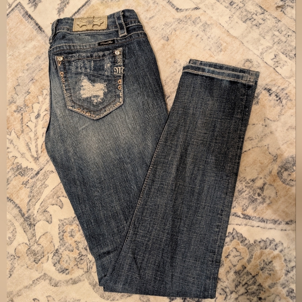 Miss Me Distressed Blue Skinny Jeans